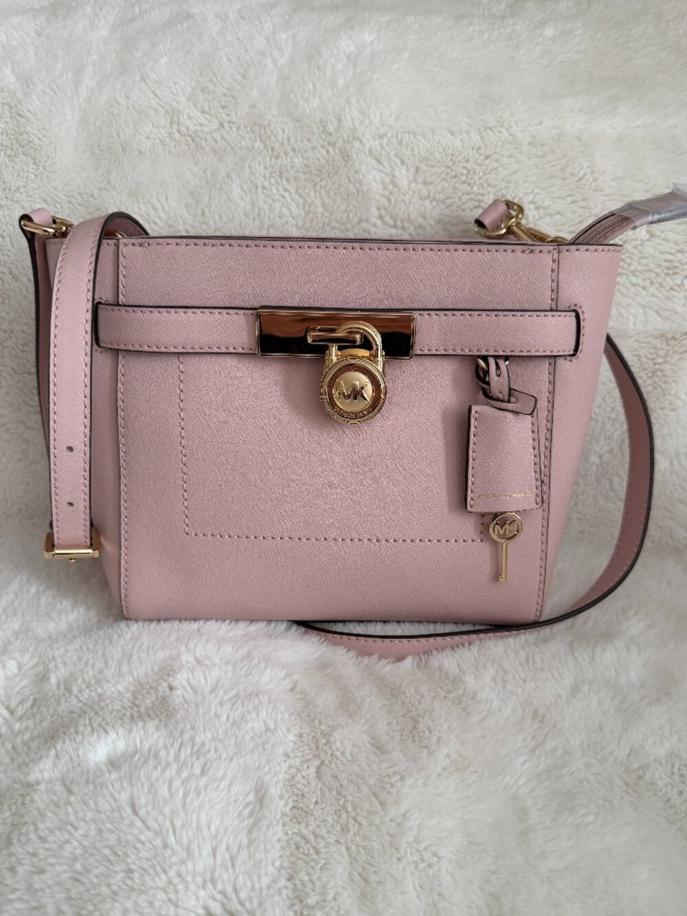 Michael Kors Hamilton Small Satchel Pink Leather Crossbody Bag
